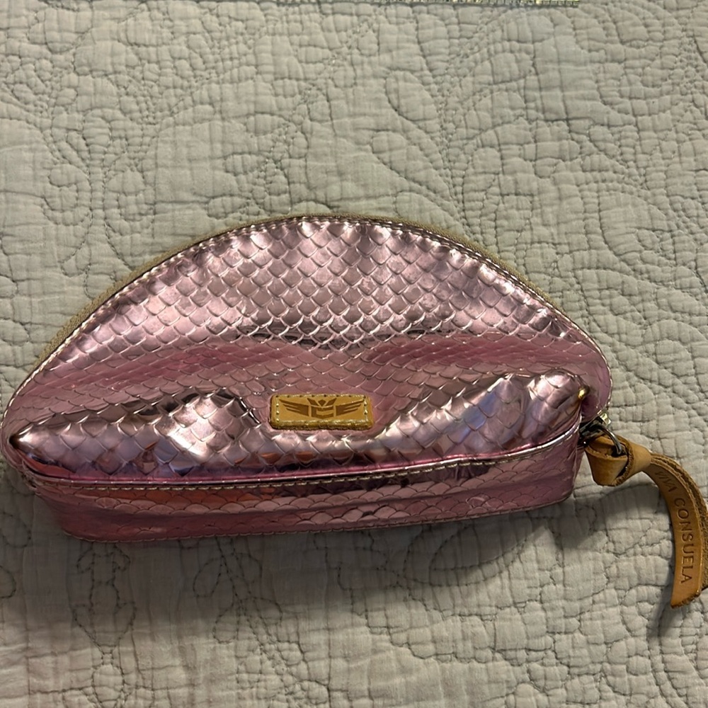 Pink Snakeskin Zipper Pouch